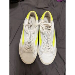 Madewell White Leather Sneakers Neon Yellow Accent Women's 7.5 Men's 5.5